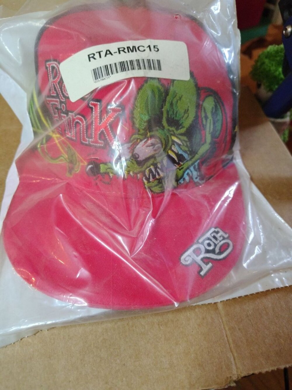 Rat Fink Red Cap Embroidered Ed "Big Daddy" Roth Art Graphic  8.5" side to side